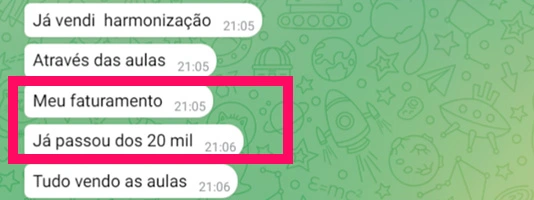 Depoimento de aluna sobre resultados financeiros